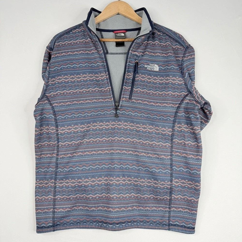 The North Face Men's Gordon Lyons 1/4 Zip Fleece SZ-M Blue & Multicolor Aztec‎